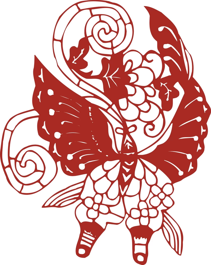 中国风中式传统喜庆民俗人物动物窗花剪纸插画边框AI矢量PNG素材【1086】